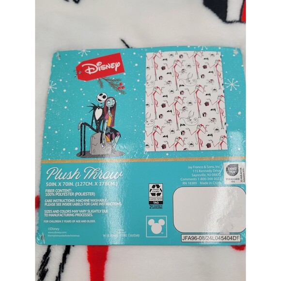 Disney Jack Santa The Nightmare Before Christmas Throw Blanket 50”x 70" Zero NEW - Picture 3 of 5
